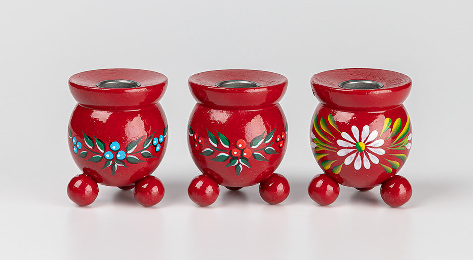 Red Candle Holders Hand Painted (Different designs)