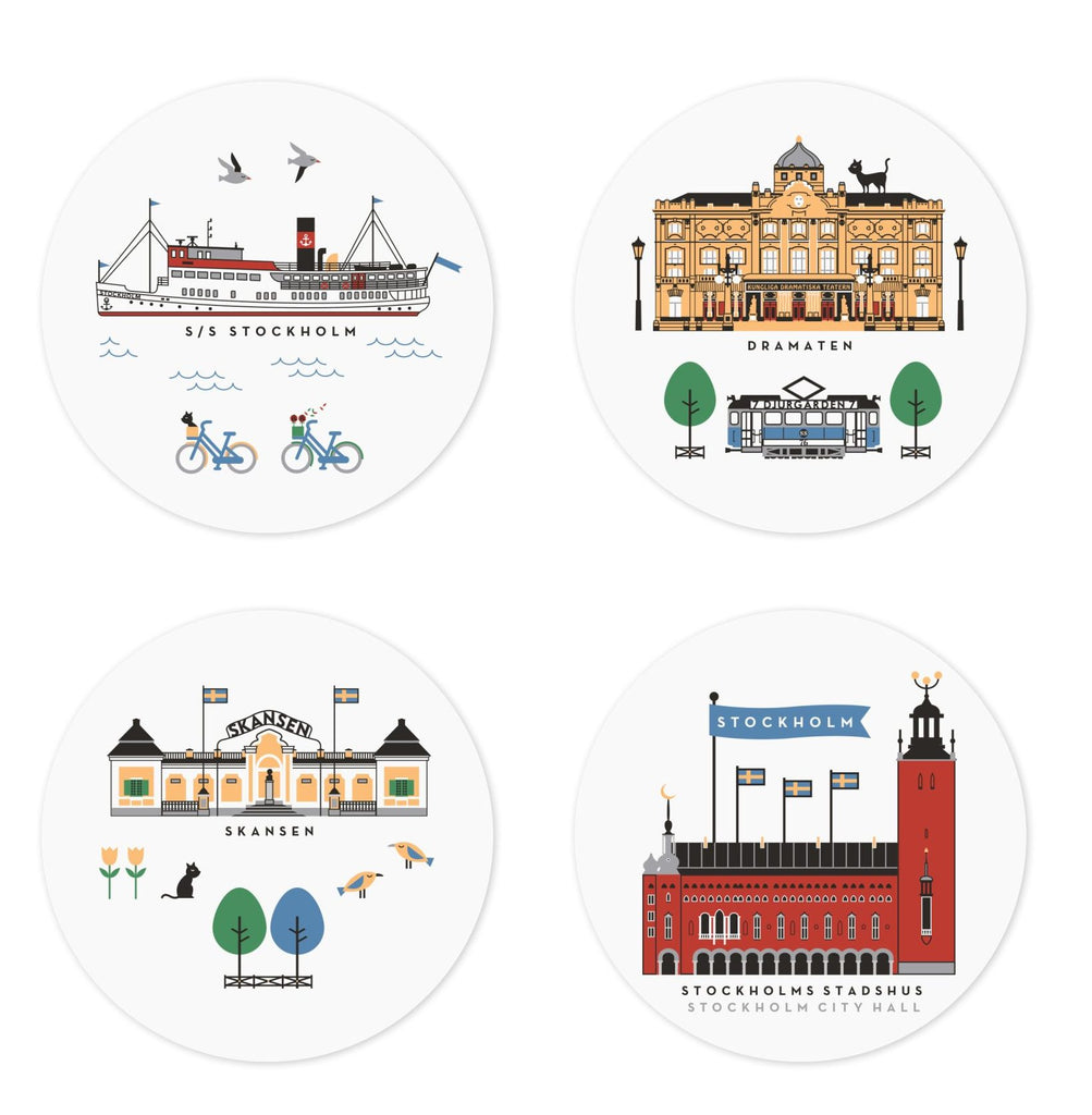 Coasters Stockholm City colour 4 pack